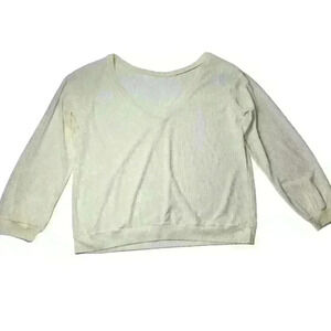 Cream Sheer Long Sleeve Top Large Womens